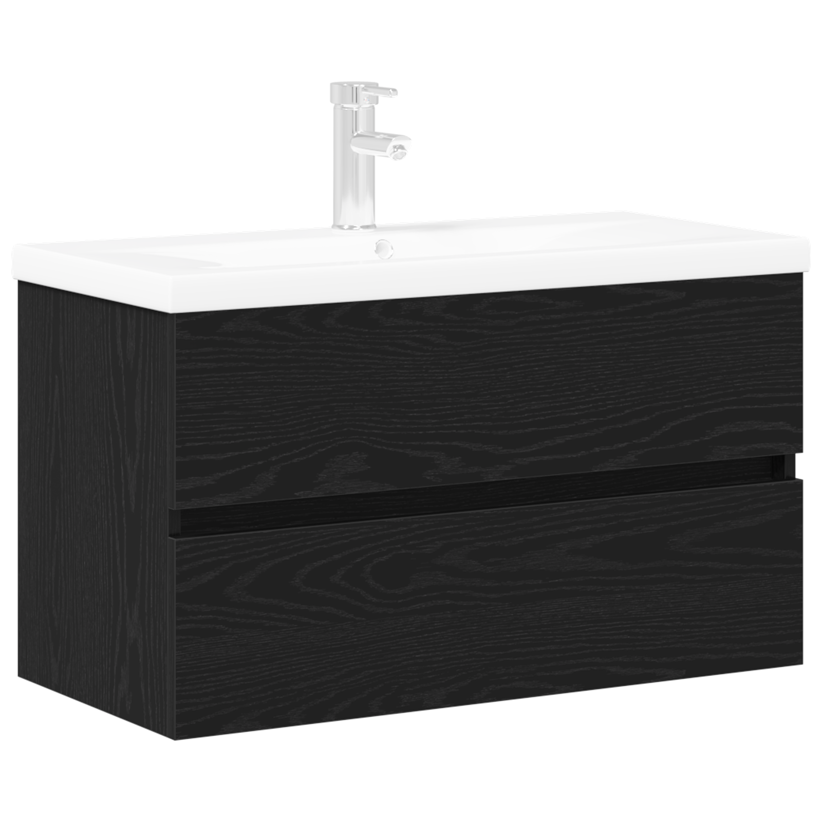 Sink Cabinet with Built-in Basin Black Oak Engineered Wood, vidaXL Sink Cabinet Black Oak 80x38.5x45 cm Engineered Wood - Image 2
