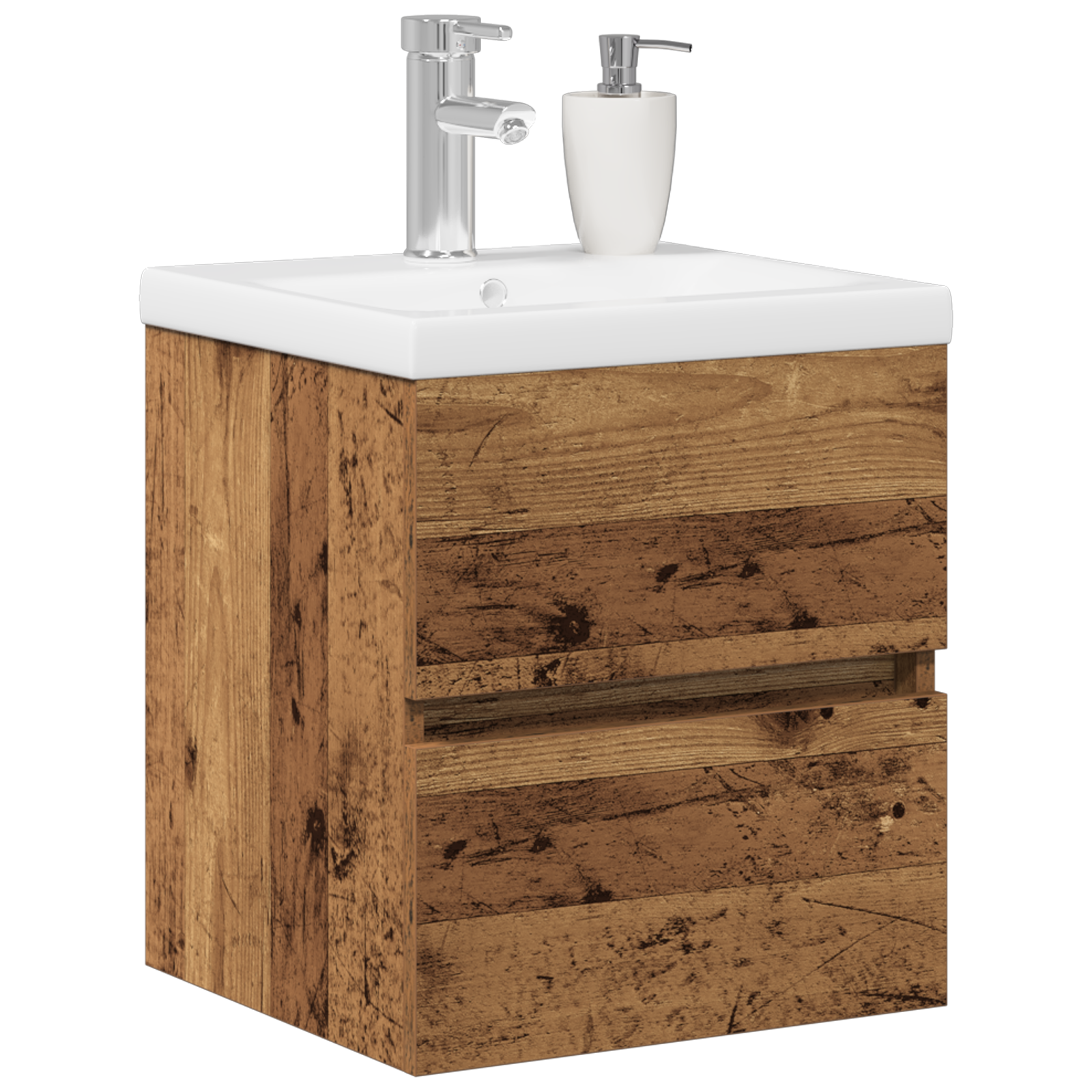 Sink Cabinet with Built-in Basin Black Oak Engineered Wood, vidaXL Sink Cabinet Old Wood 41x38,5x45 cm Engineered Wood - Image 3