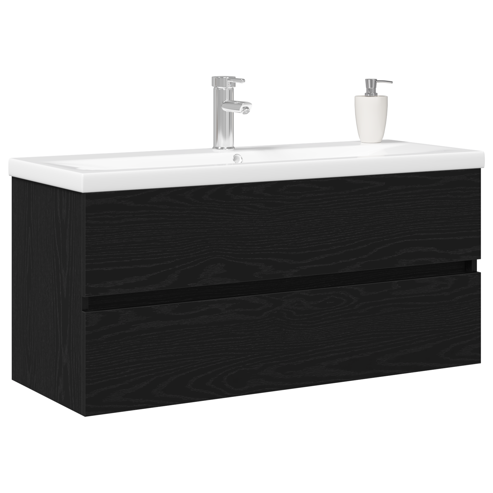 Sink Cabinet with Built-in Basin Black Oak Engineered Wood - Image 3