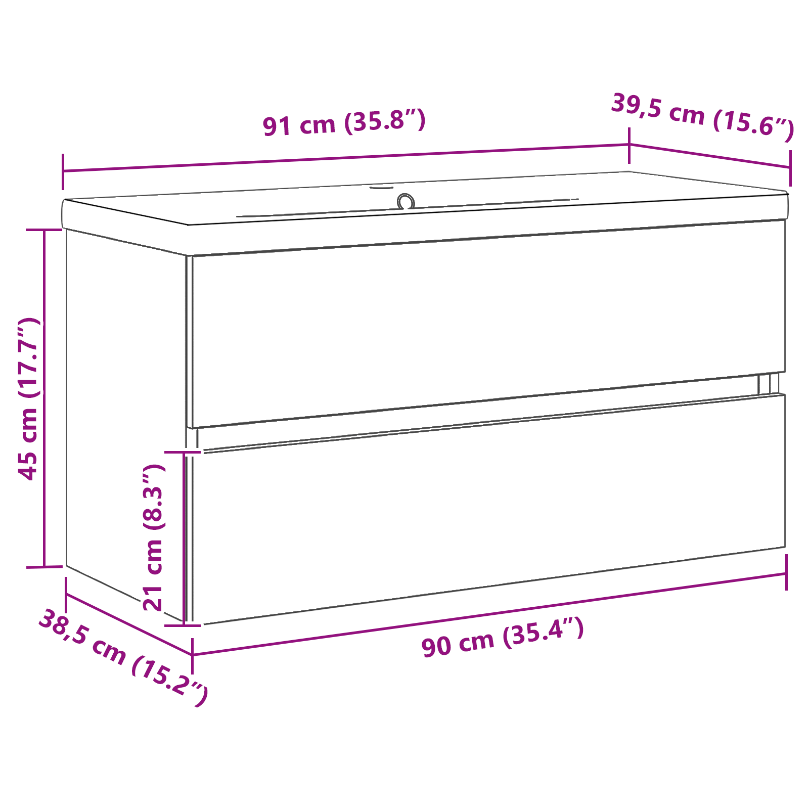 Sink Cabinet with Built-in Basin Black Oak Engineered Wood, vidaXL Sink Cabinet Black Oak 90x38,5x45 cm Engineered Wood - Image 10