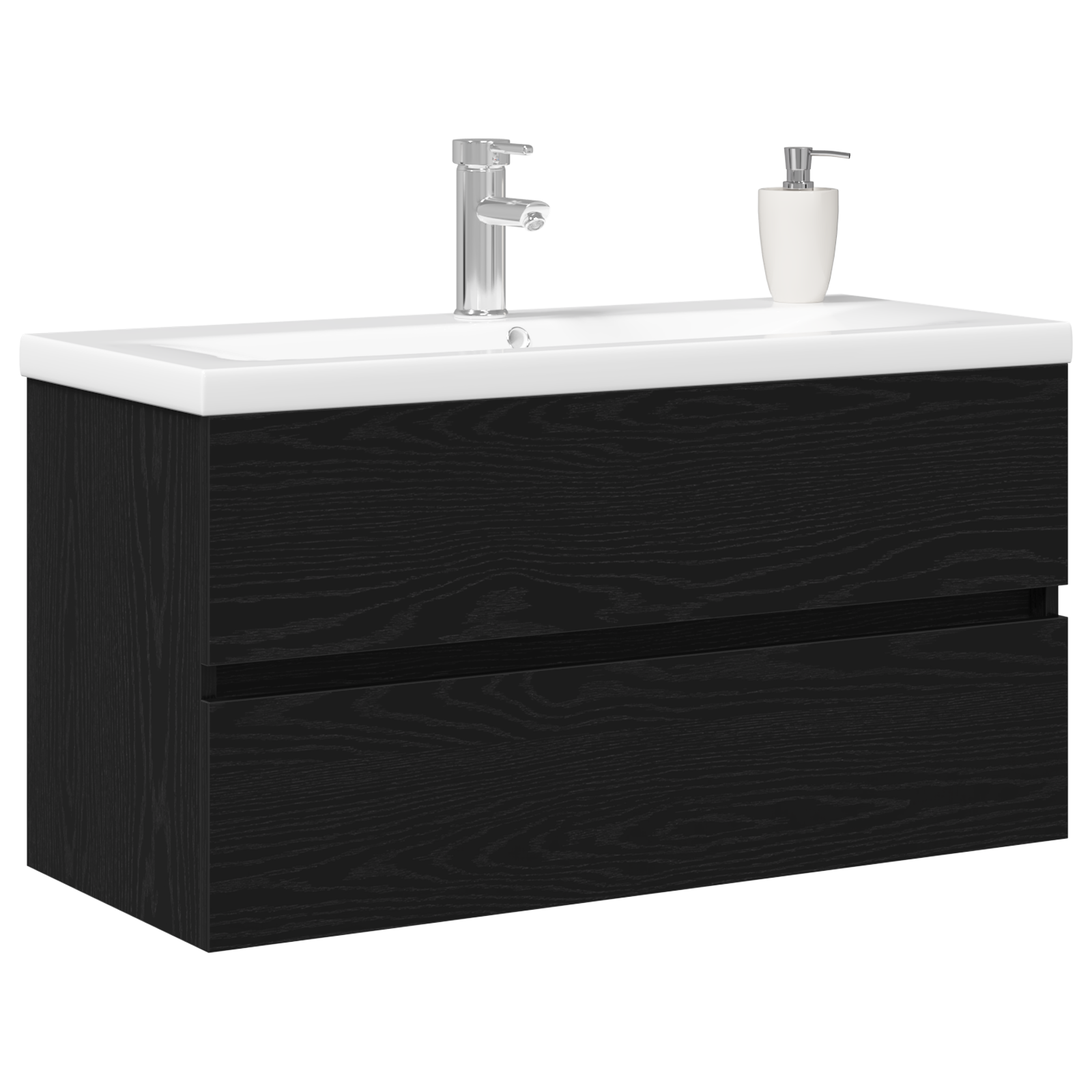 Sink Cabinet with Built-in Basin Black Oak Engineered Wood, vidaXL Sink Cabinet Black Oak 90x38,5x45 cm Engineered Wood - Image 3