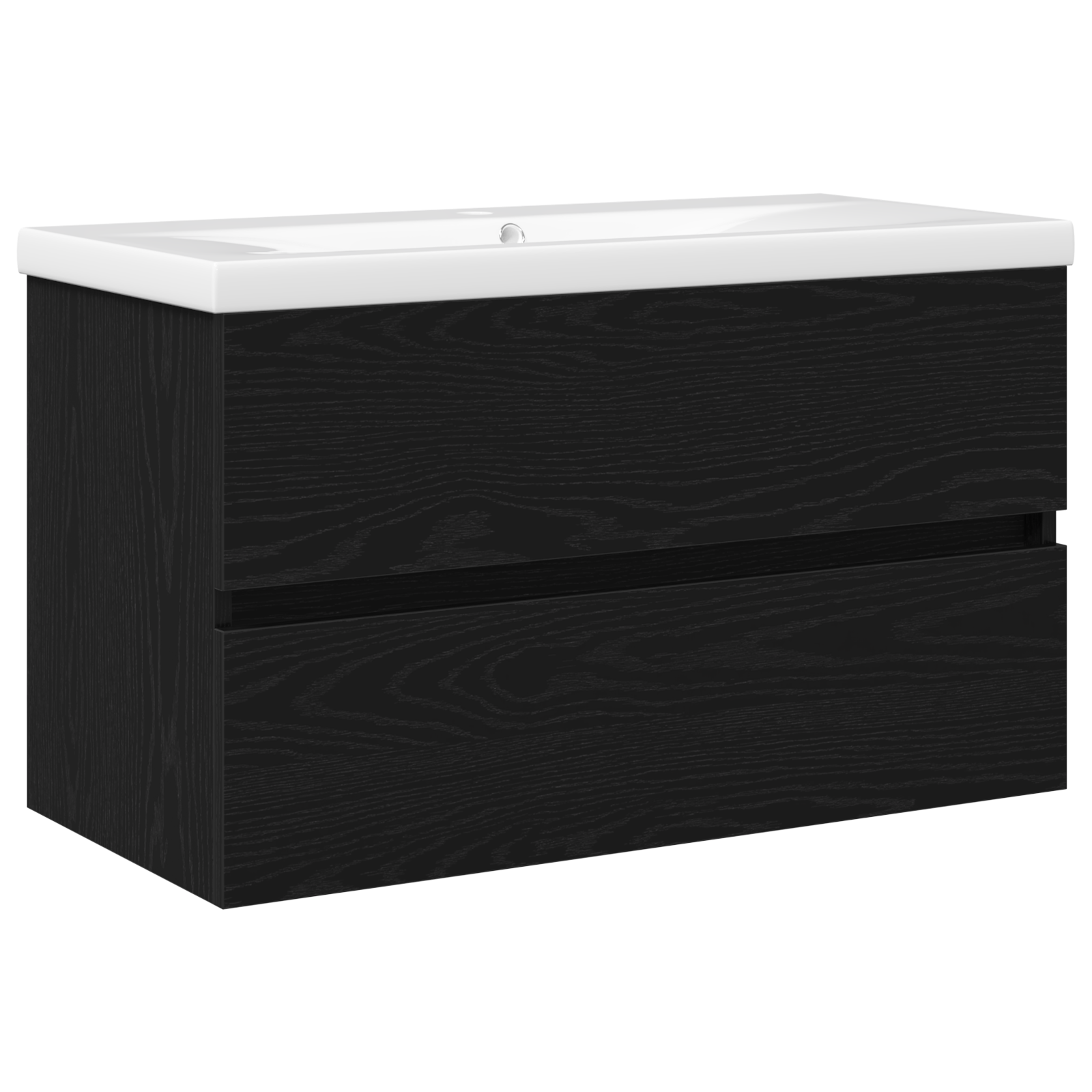 Sink Cabinet with Built-in Basin Black Oak Engineered Wood, vidaXL Sink Cabinet Black Oak 80x38.5x45 cm Engineered Wood - Image 2