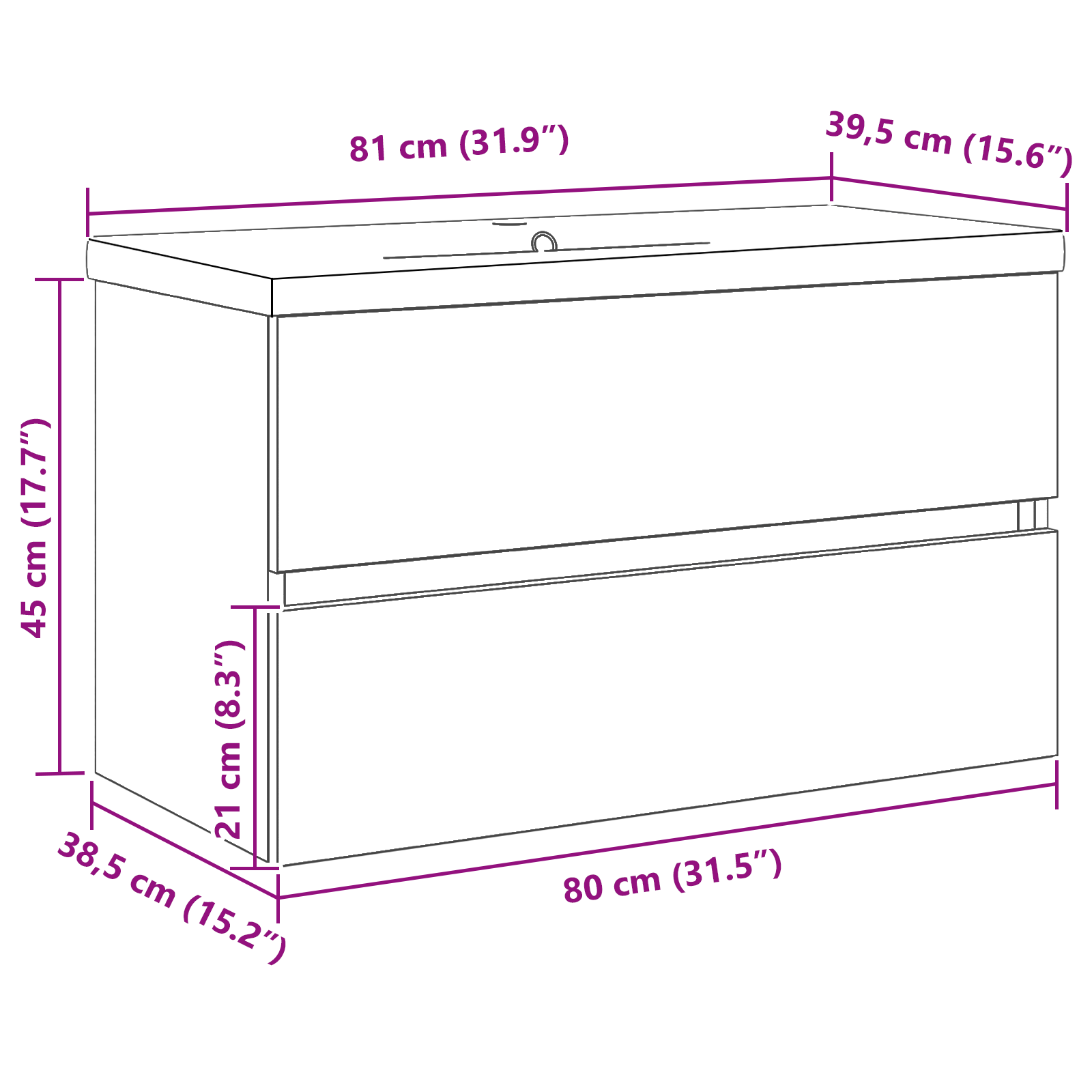 Sink Cabinet with Built-in Basin Black Oak Engineered Wood, vidaXL Sink Cabinet Black Oak 80x38.5x45 cm Engineered Wood - Image 10
