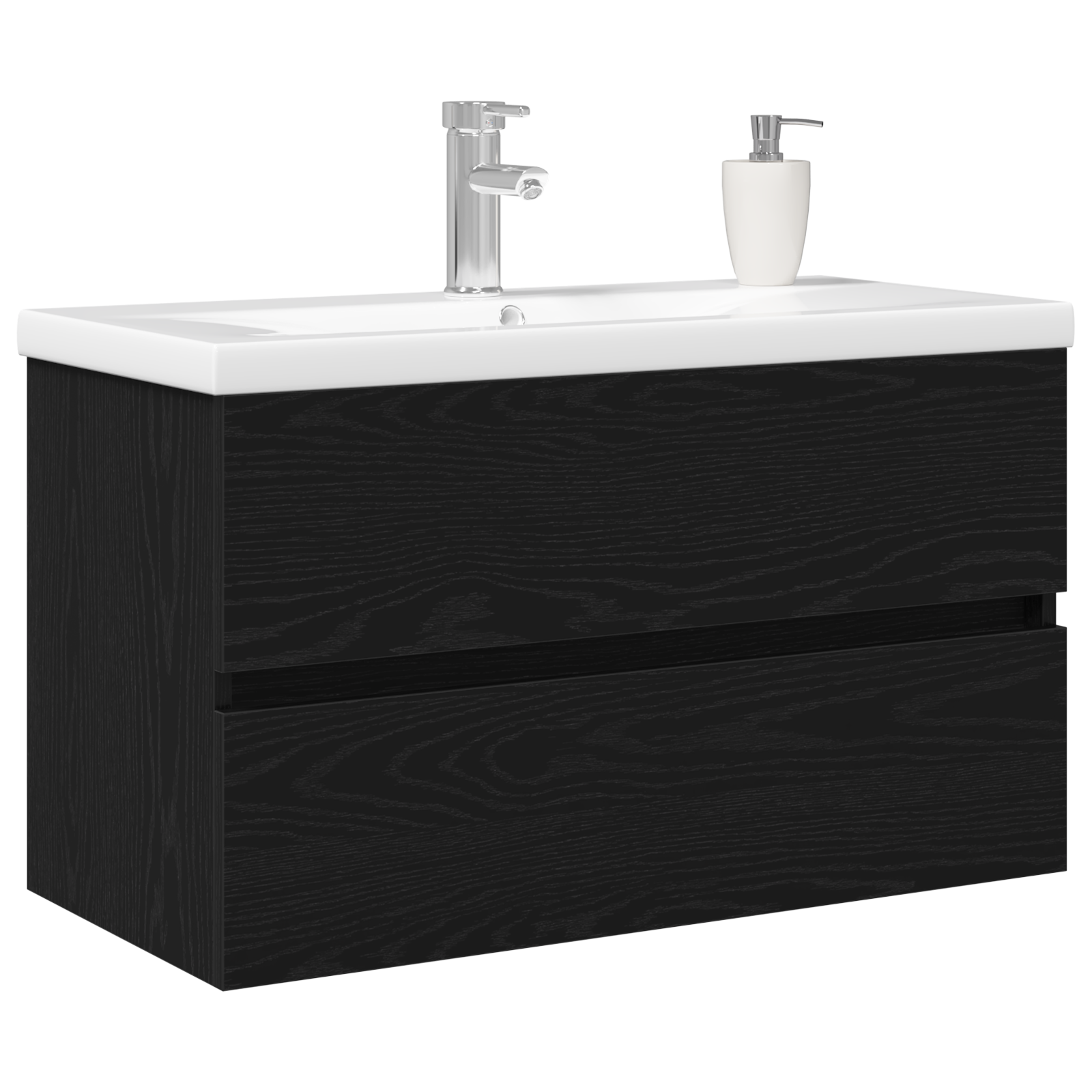 Sink Cabinet with Built-in Basin Black Oak Engineered Wood, vidaXL Sink Cabinet Black Oak 80x38.5x45 cm Engineered Wood - Image 3