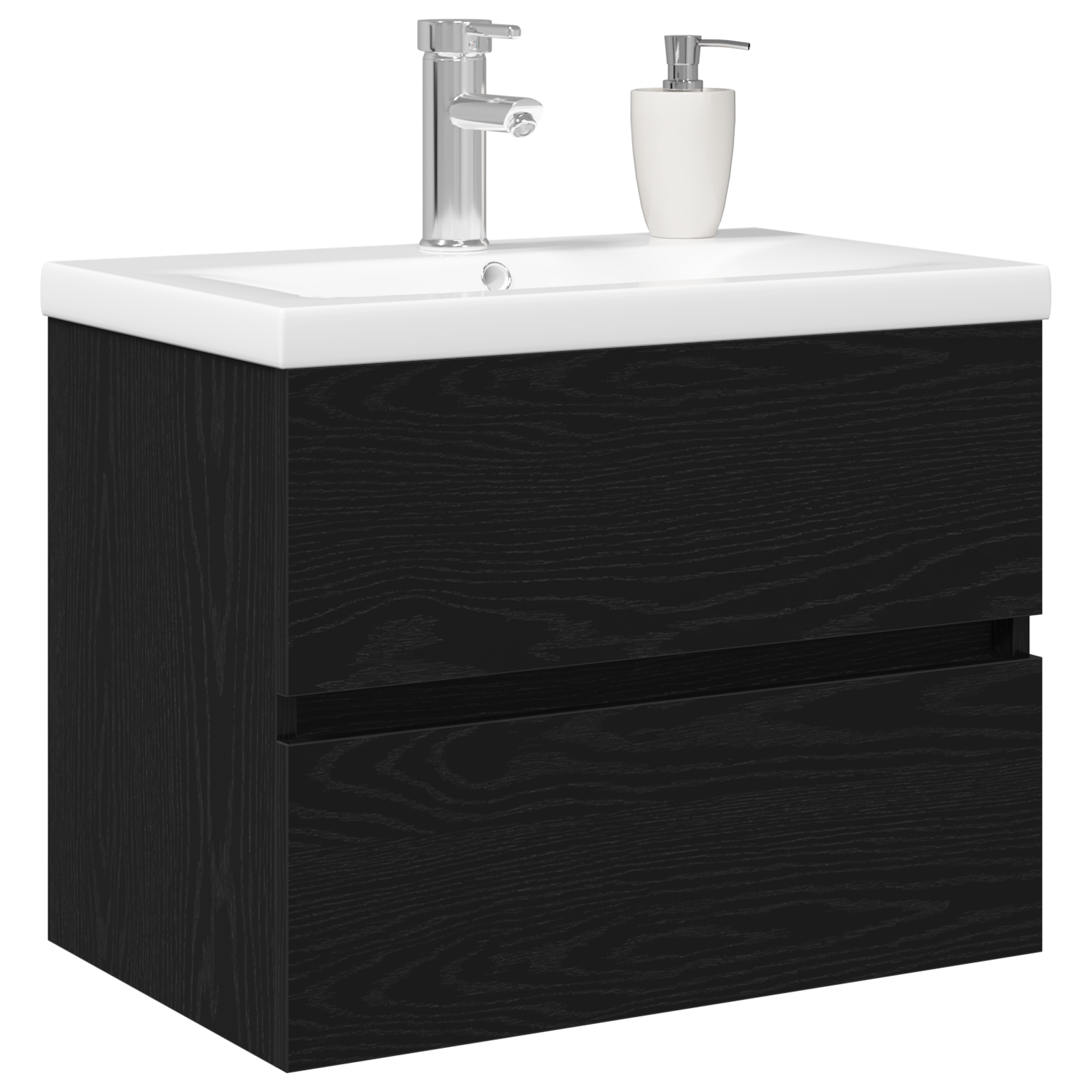 Sink Cabinet with Built-in Basin Black Oak Engineered Wood - Image 3