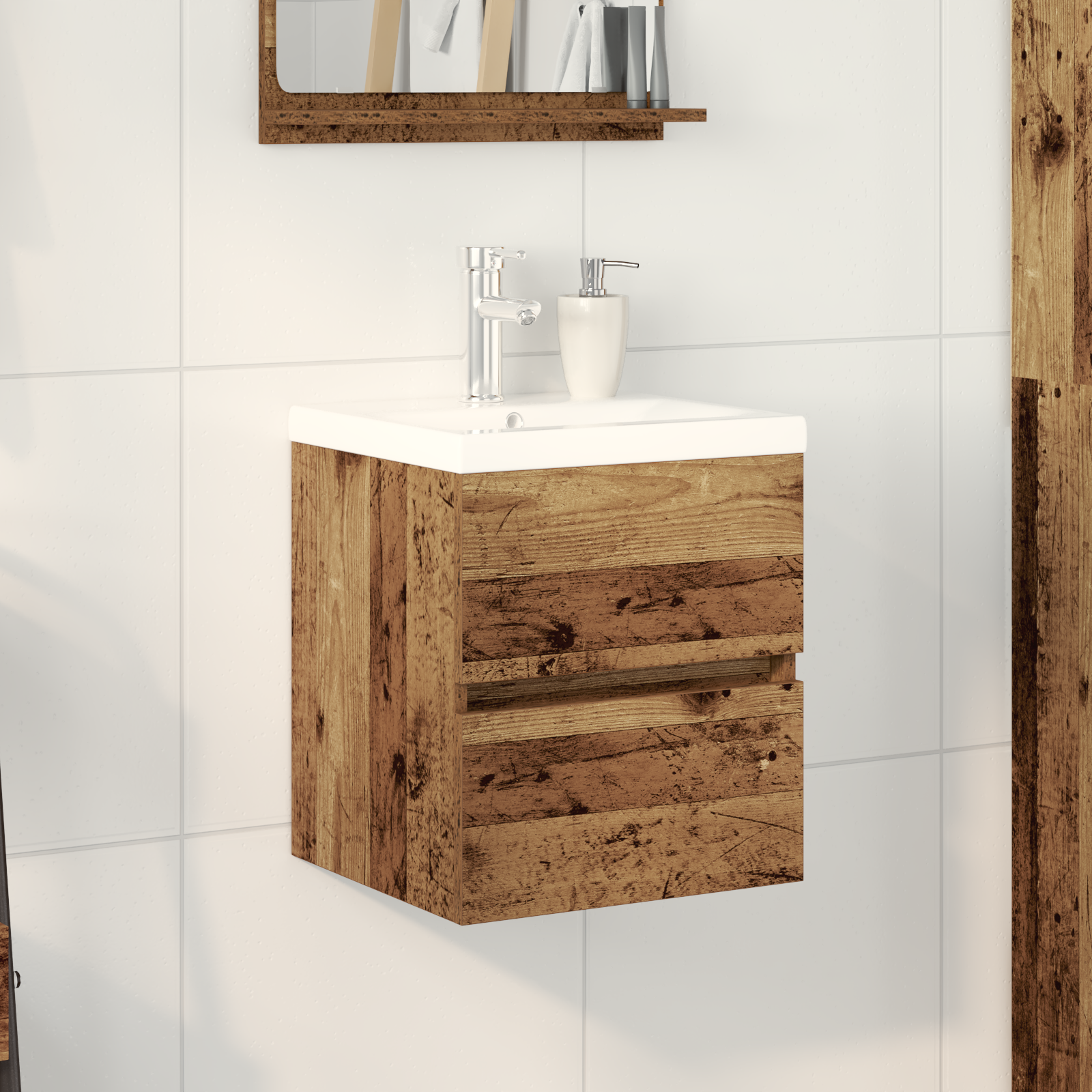 Sink Cabinet with Built-in Basin Black Oak Engineered Wood