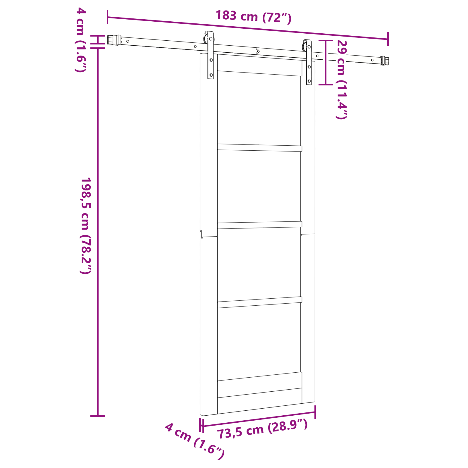 Sliding Door with Hardware Set White 73.5x198.5 cm Solid Wood Pine - Image 11