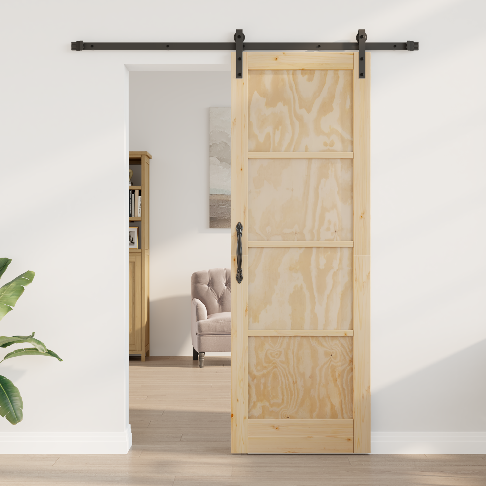 Sliding Door with Hardware Set 73.5x211 cm Solid Wood Pine - Image 3