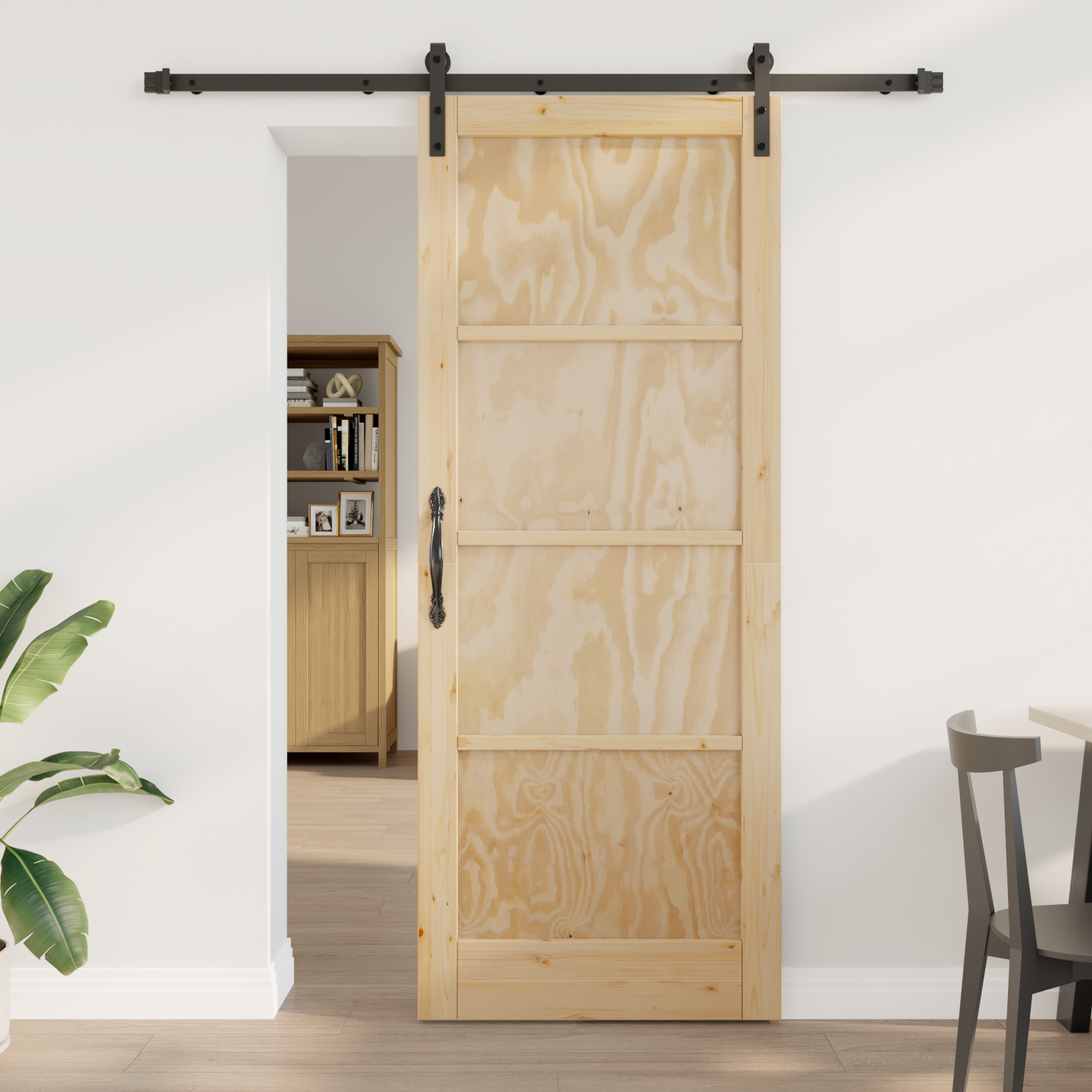 Sliding Door with Hardware Set 83x211 cm Solid Wood Pine