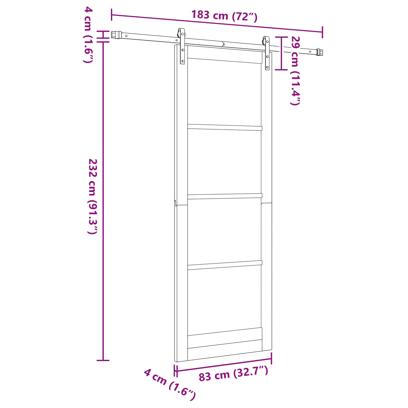 Sliding Door with Hardware Set 83x232 cm Solid Wood Pine - Image 11