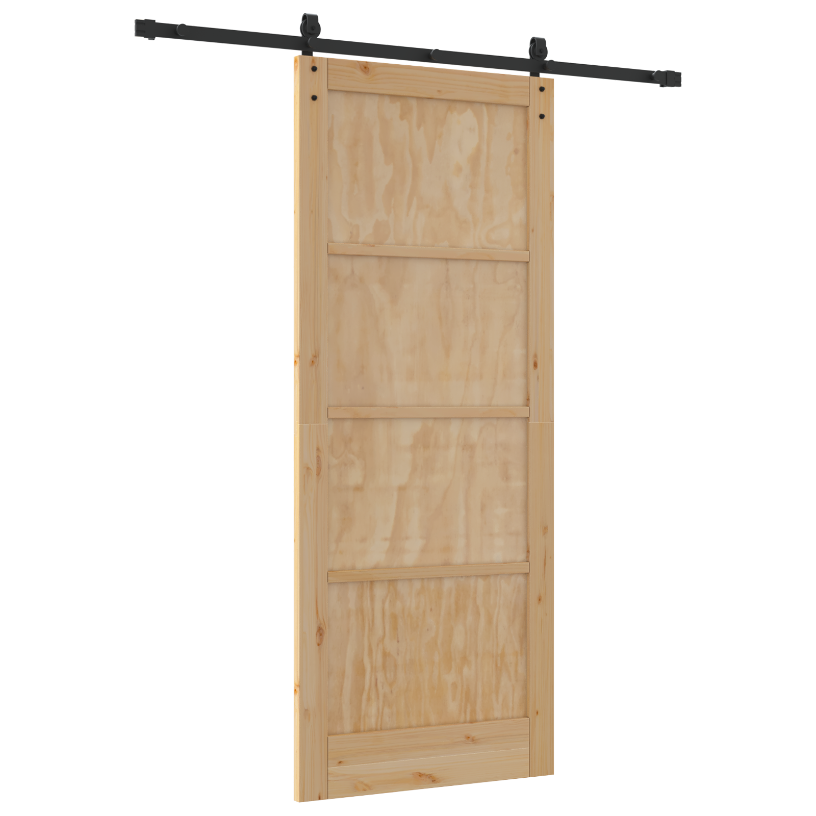 Sliding Door with Hardware Set 86x211 cm Solid Wood Pine - Image 6