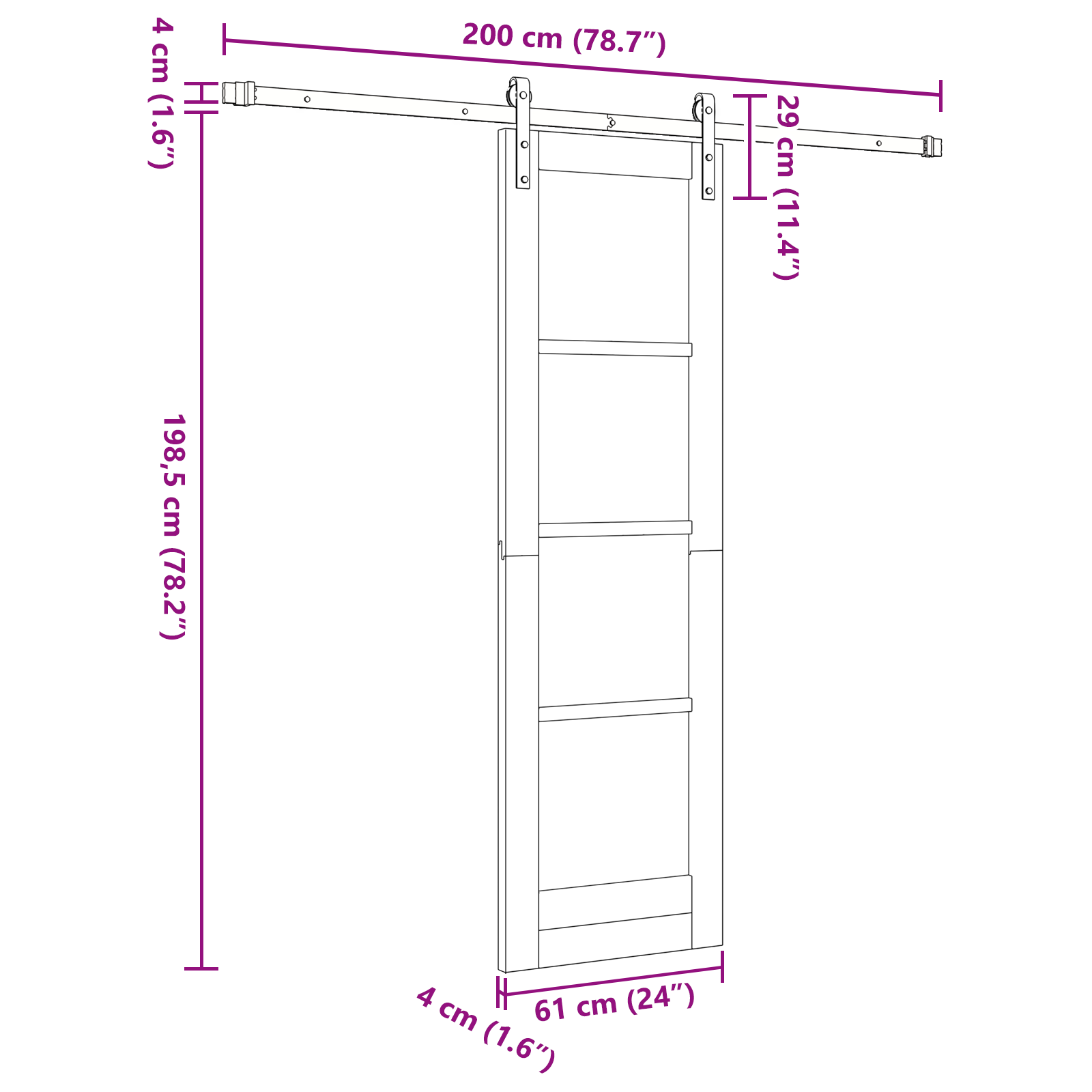 Sliding Door with Hardware Set 61x198.5 cm Solid Wood Pine - Image 11