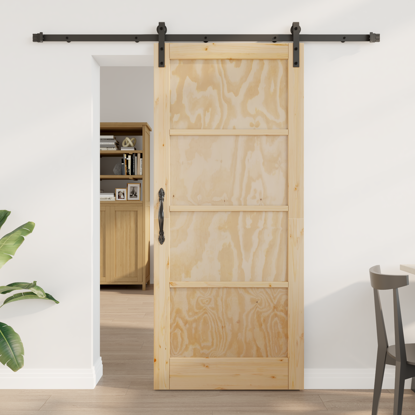 Sliding Door with Hardware Set 86x198.5 cm Solid Pine Wood