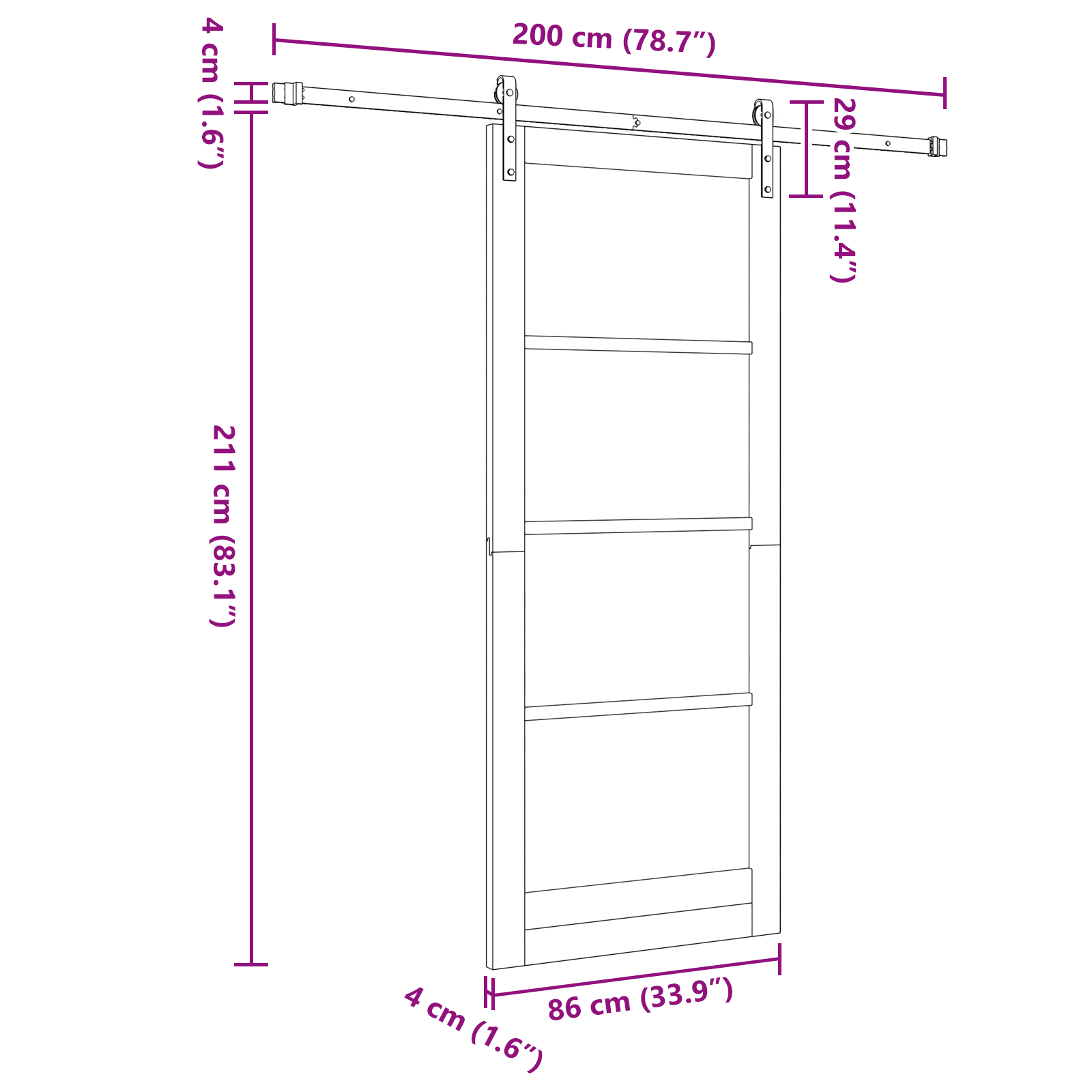 Sliding Door with Hardware Set 86x211 cm Solid Wood Pine - Image 11