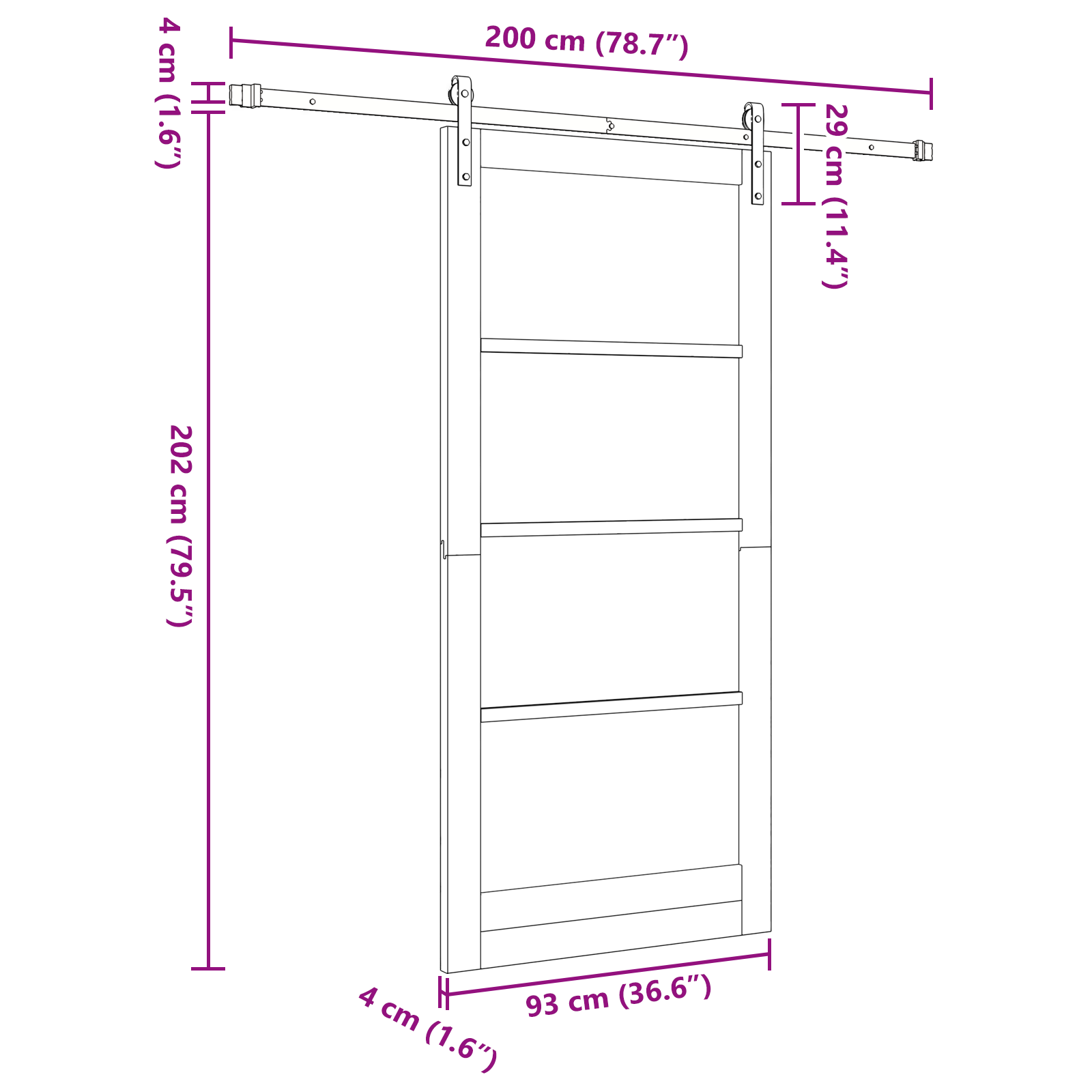 Sliding Door with Hardware Set White 93x202 cm Solid Wood Pine - Image 11