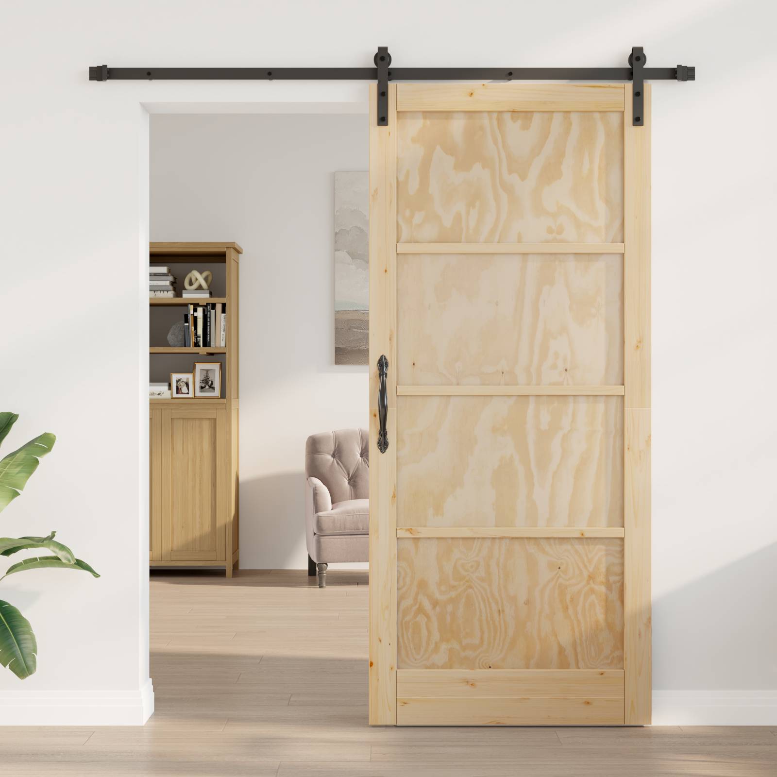 Sliding Door with Hardware Set 93x211 cm Solid Wood Pine - Image 3