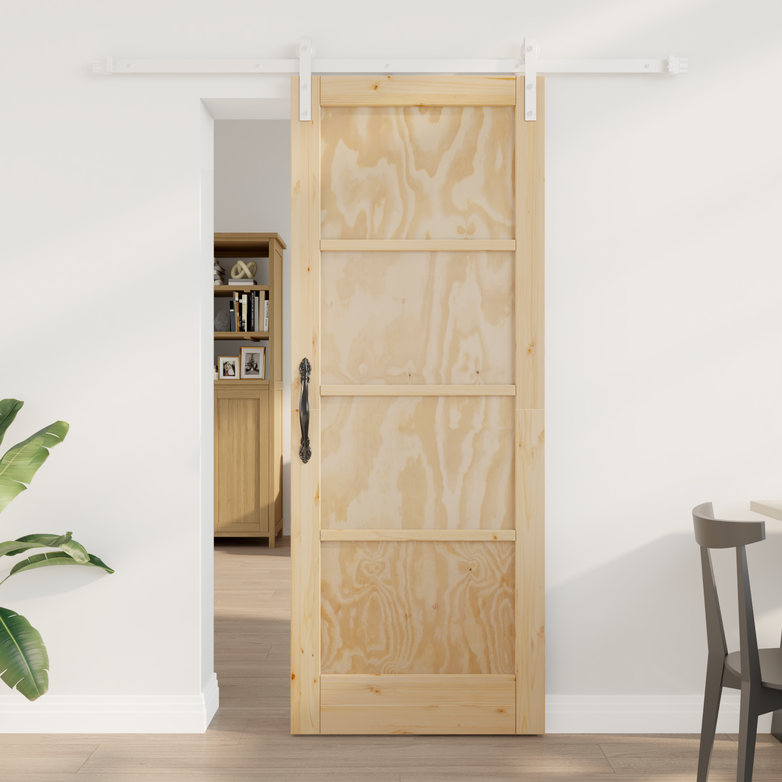 Sliding Door with Hardware Set 78x202 cm Solid Wood Pine