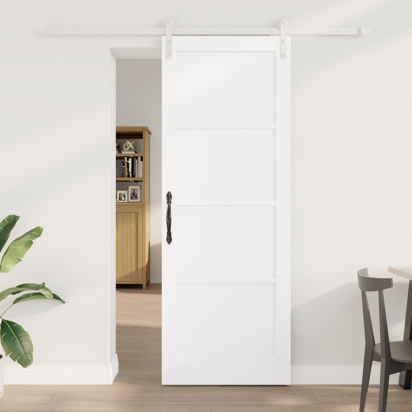 Sliding Door with Hardware Set White 78x211 cm Solid Pine