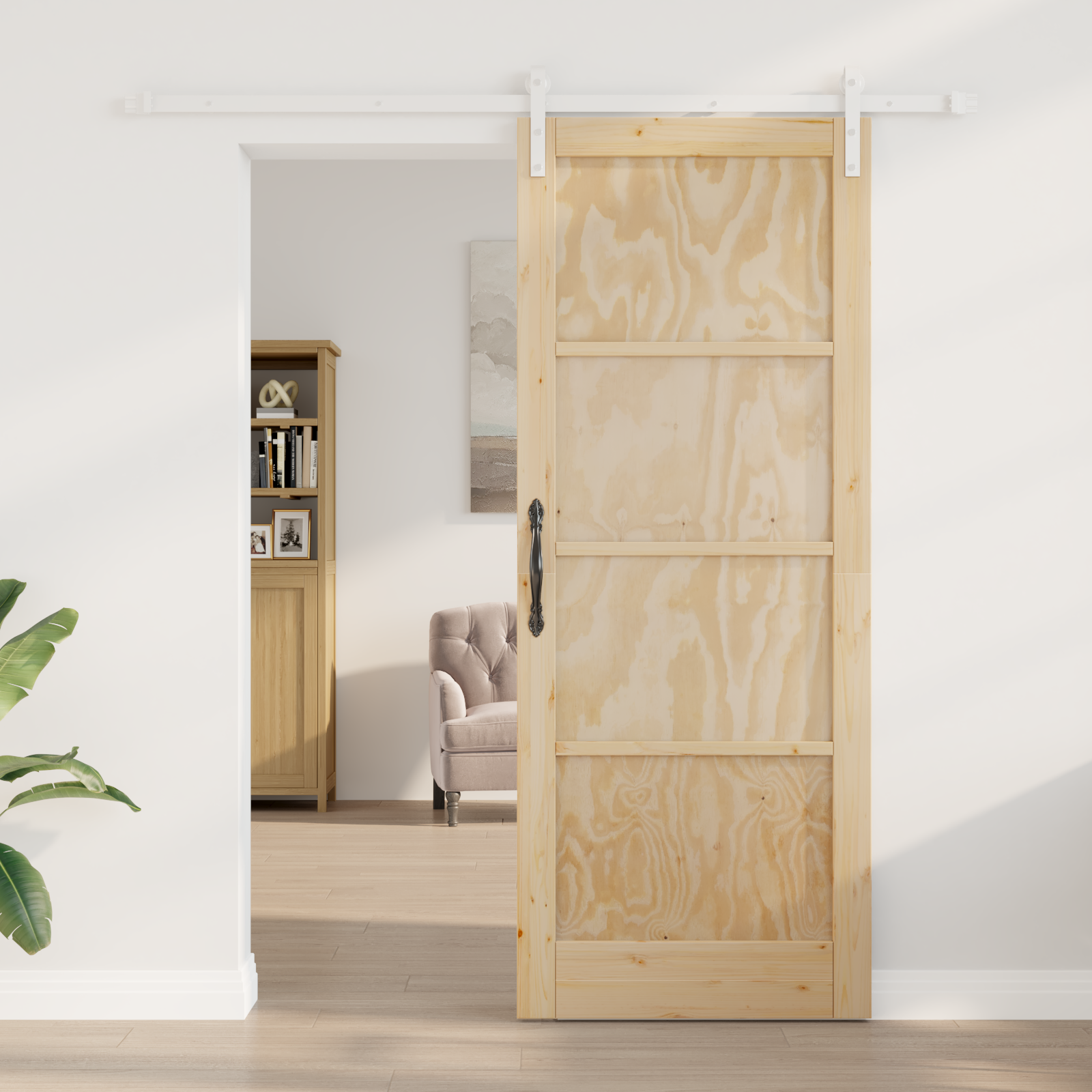 Sliding Door with Hardware Set 83x211 cm Solid Wood Pine - Image 3