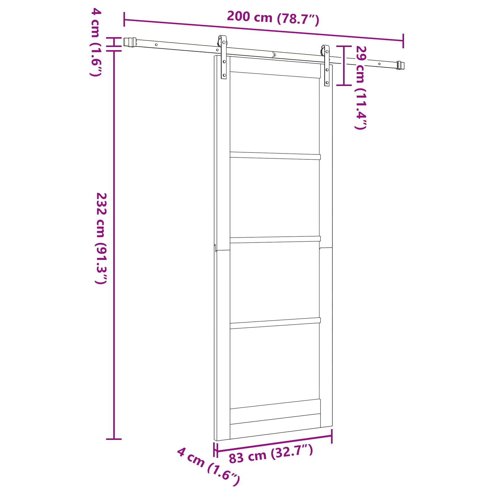 Sliding Door with Hardware Set 83x232 cm Solid Wood Pine - Image 11