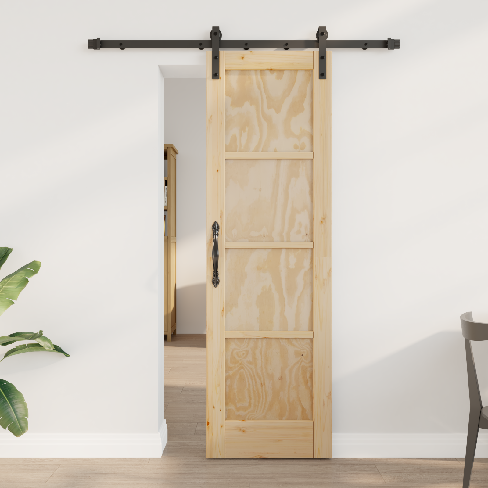 Sliding Door with Hardware Set 61x198.5 cm Solid Wood Pine
