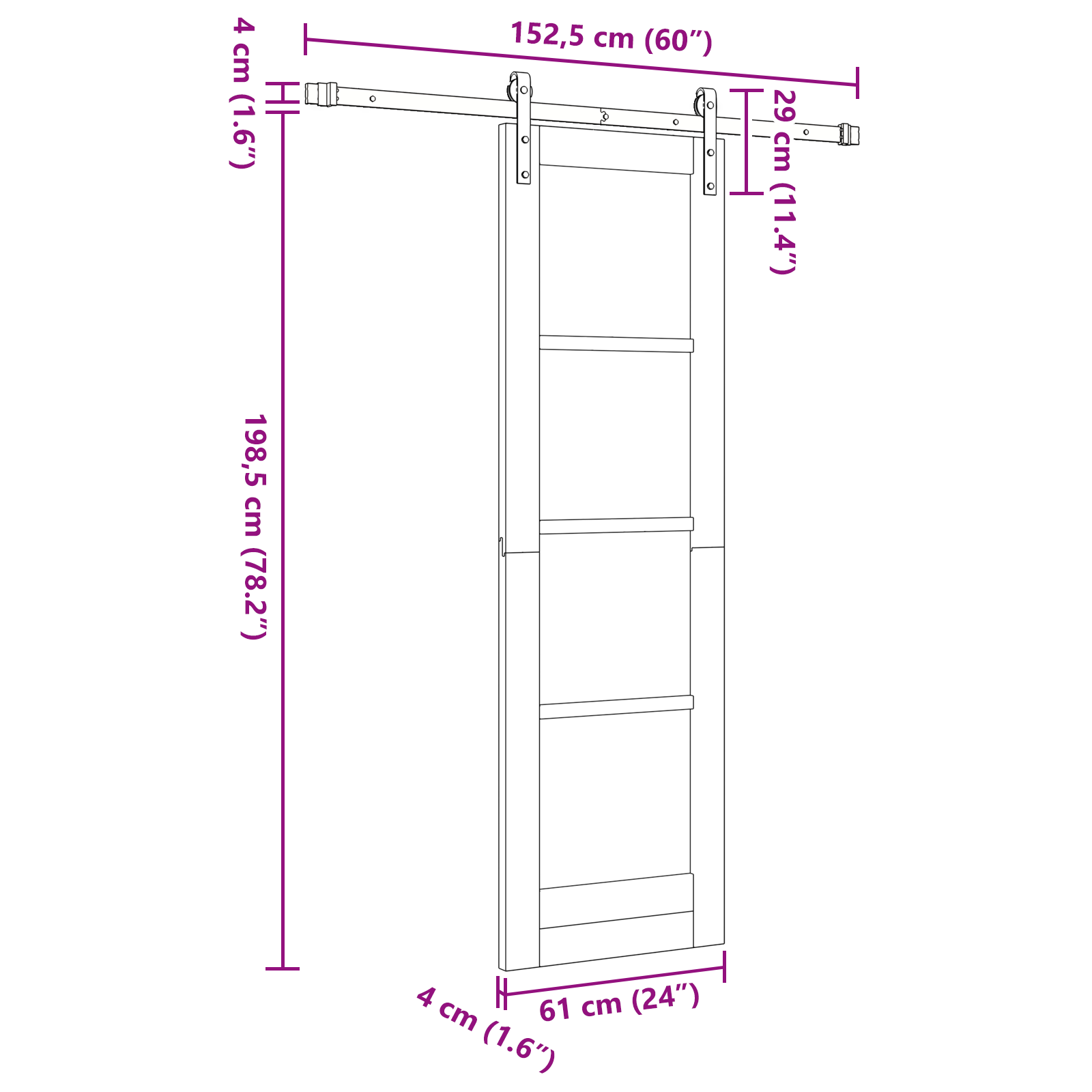 Sliding Door with Hardware Set 61x198.5 cm Solid Wood Pine - Image 11