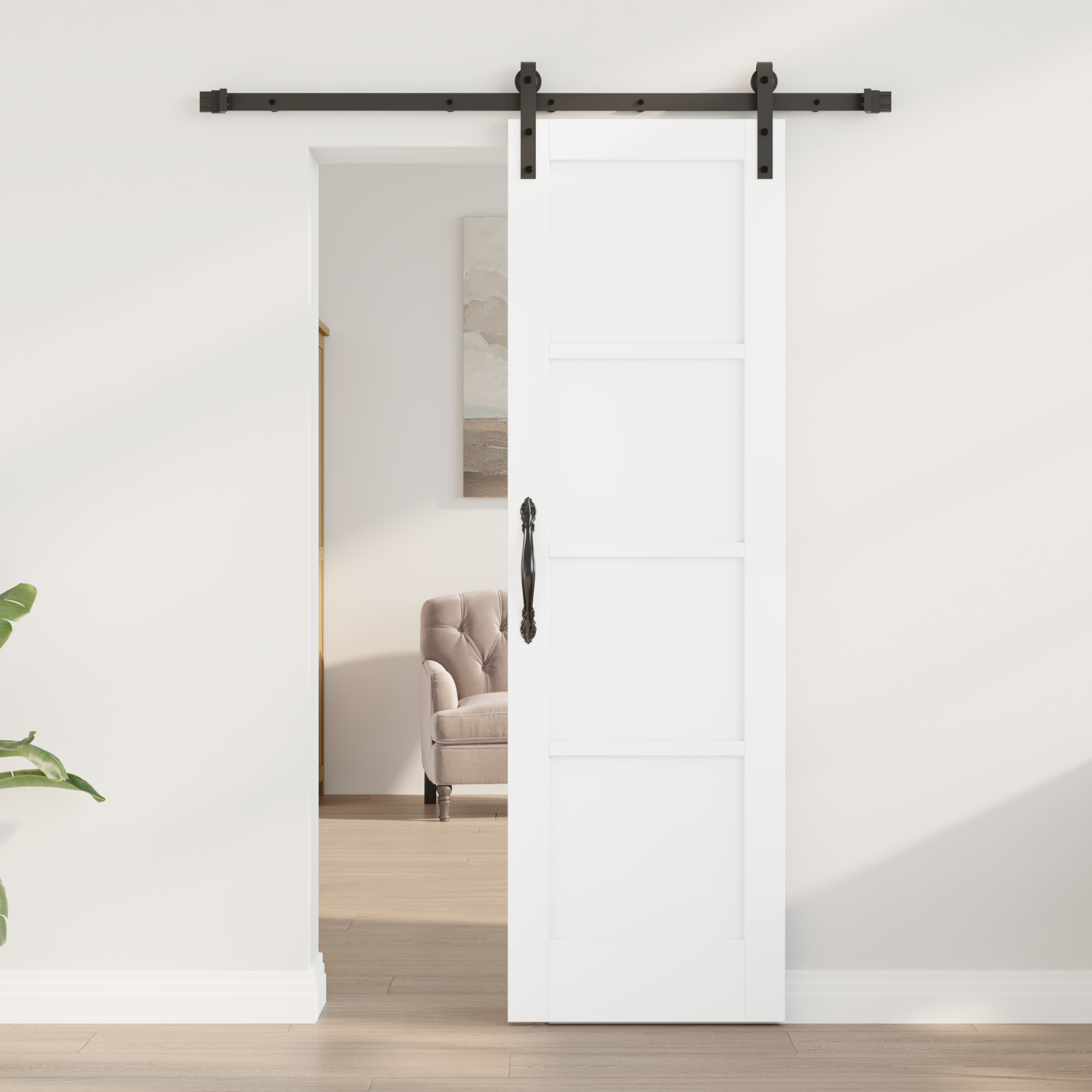 Sliding Door with Hardware Set White 61x198.5 cm Solid Wood Pine - Image 3