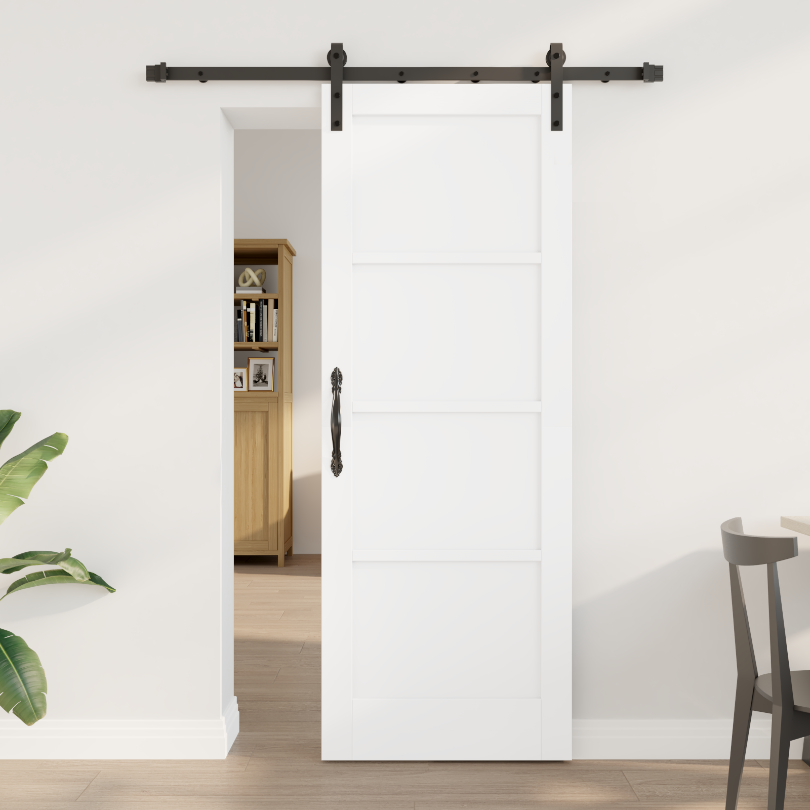 Sliding Door with Hardware Set White 73.5 x 198.5 cm Solid Wood Pine