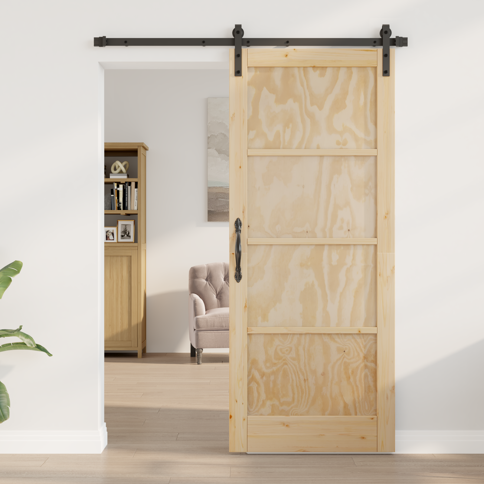 Sliding Door with Hardware Set 83x202 cm Solid Wood Pine - Image 3