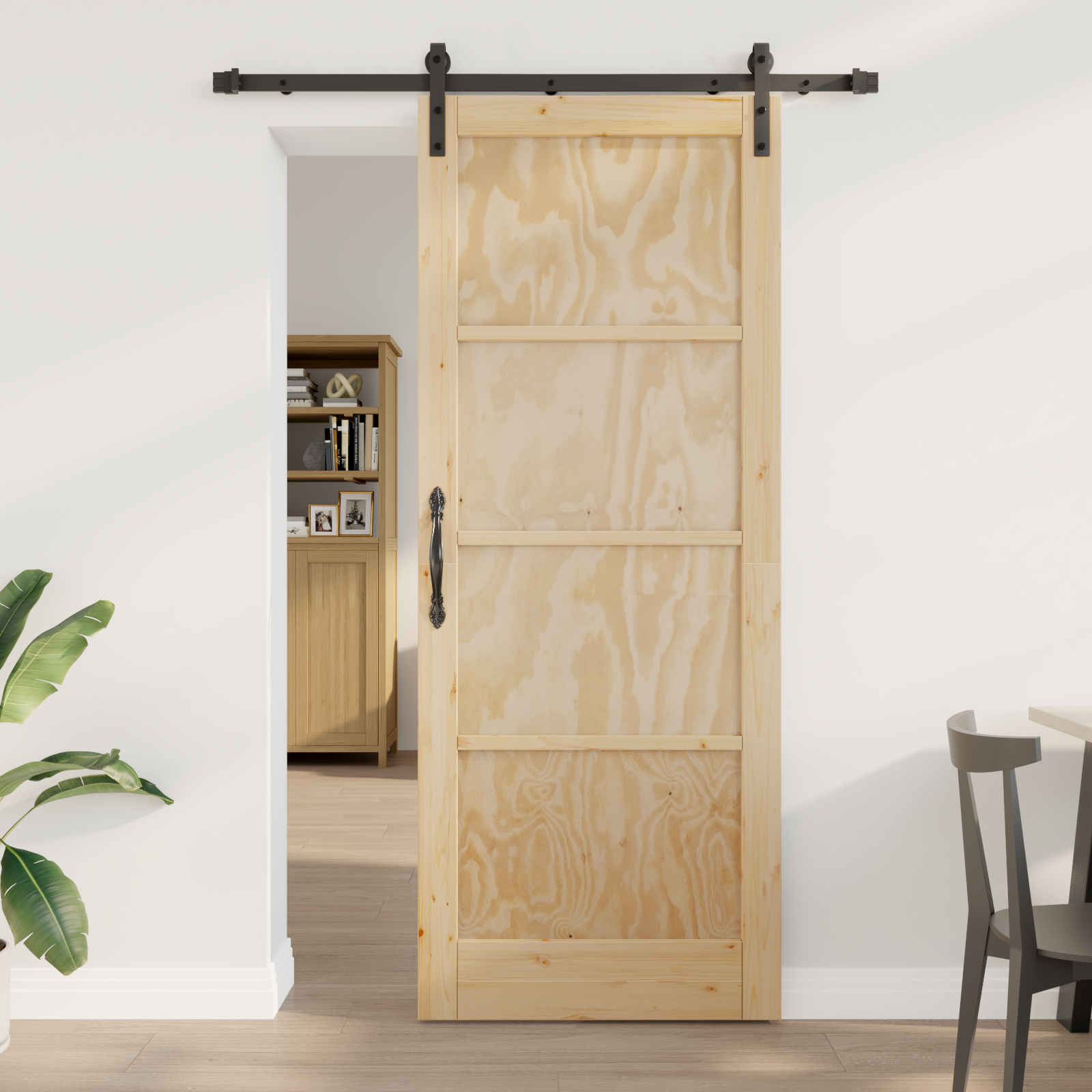Sliding Door with Hardware Set 83x211 cm Solid Wood Pine