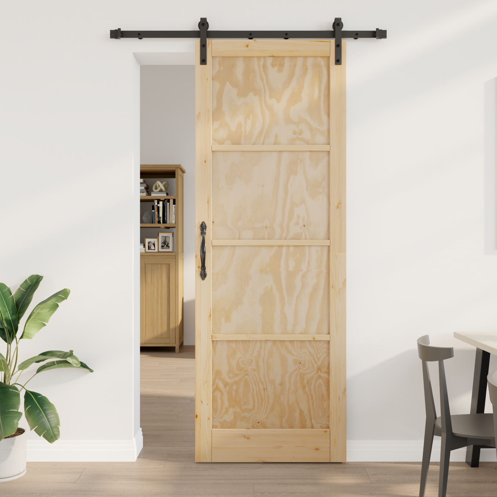 Sliding Door with Hardware Set 83x232 cm Solid Wood Pine