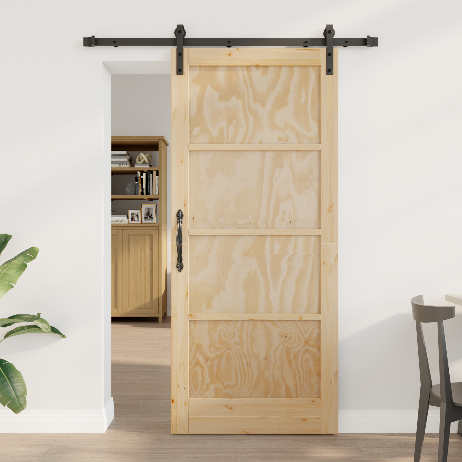 Sliding Door with Hardware Set 86x198.5 cm Solid Wood Pine