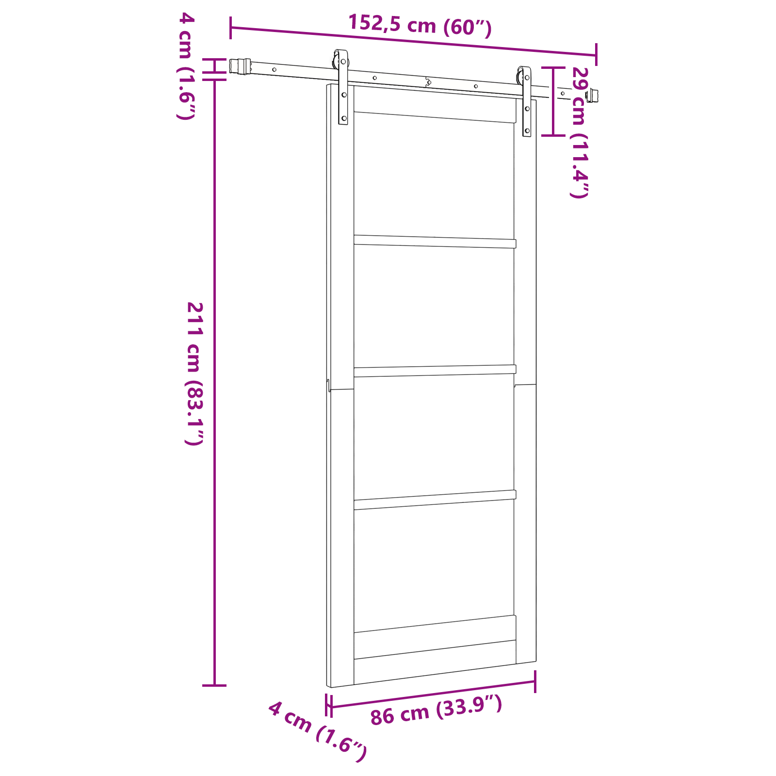Sliding Door with Hardware Set 86x211 cm Solid Wood Pine - Image 11