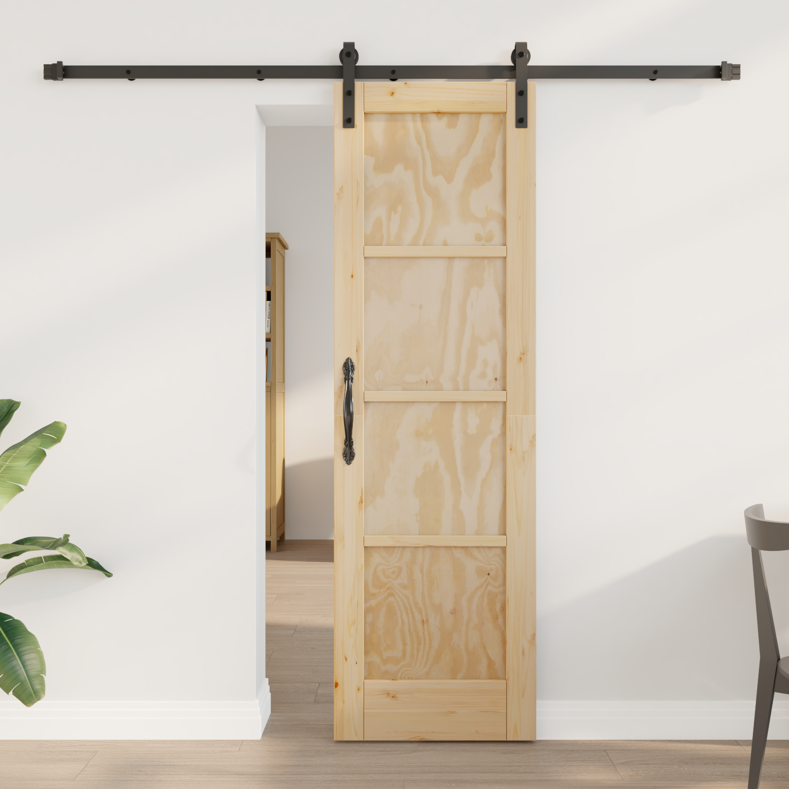 Sliding Door with Hardware Set 61x198,5 cm Solid Wood Pine