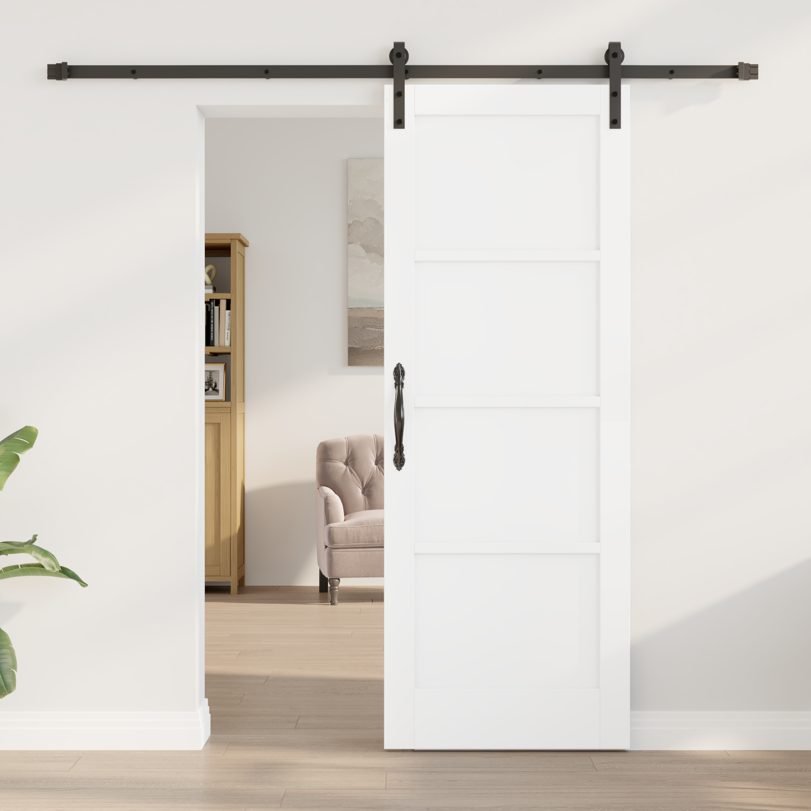 Sliding Door with Hardware Set White 73.5x198.5 cm Solid Wood Pine - Image 3