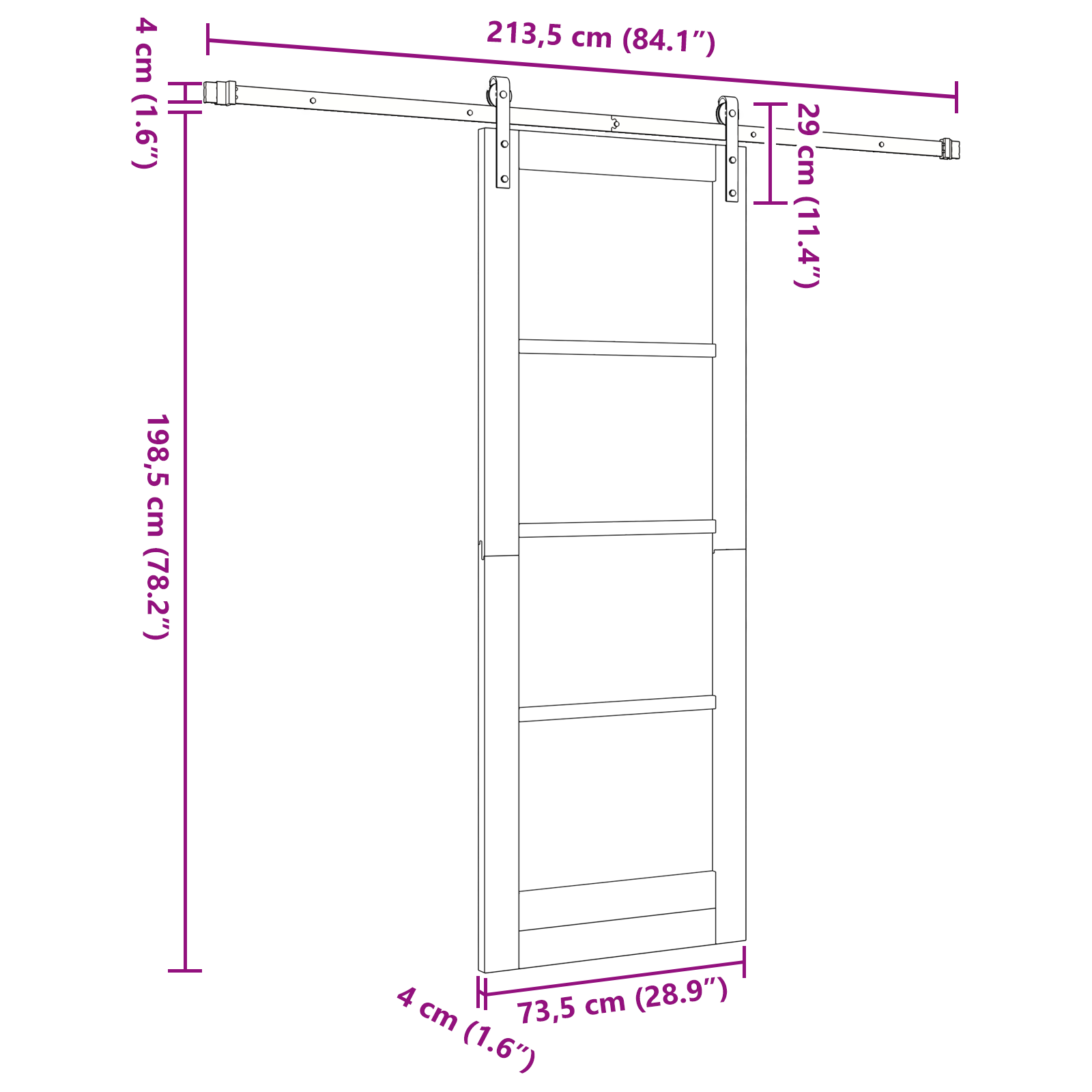 Sliding Door with Hardware Set White 73.5x198.5 cm Solid Wood Pine - Image 11