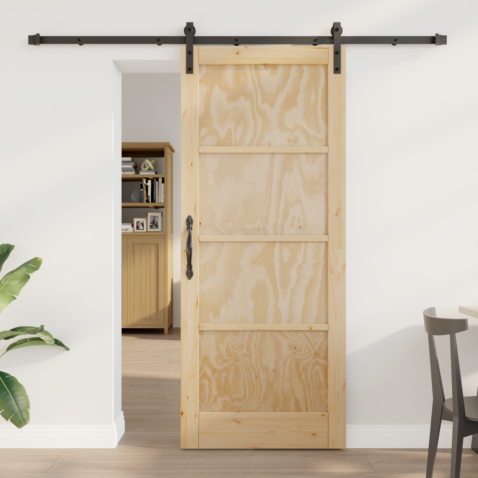 Sliding Door with Hardware Set 83x202 cm Solid Wood Pine