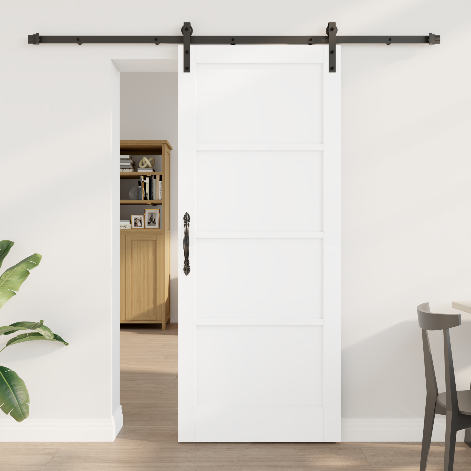 Sliding Door with Hardware Set White 83x202 cm Solid Wood Pine
