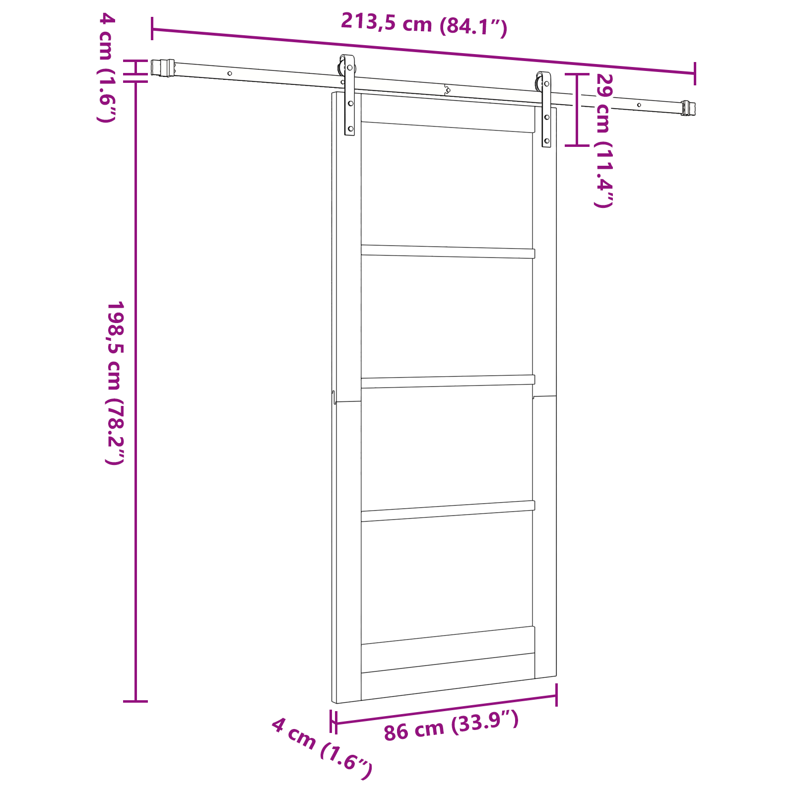 Sliding Door with Hardware Set 86x198.5 cm Solid Wood Pine - Image 11