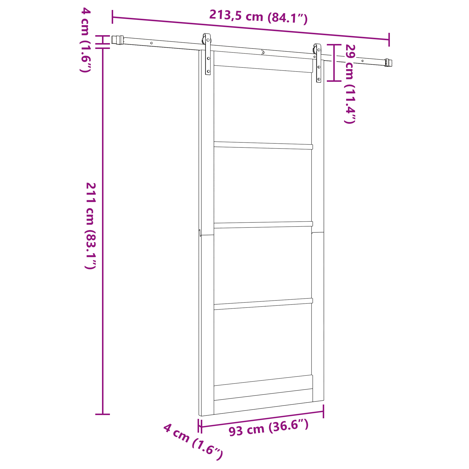 Sliding Door with Hardware Set White 93x232 cm Solid Wood Pine - Image 11
