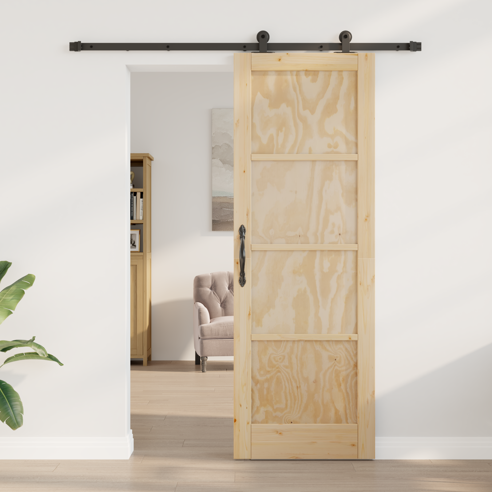Sliding Door with Hardware Set 73.5x211 cm Solid Wood Pine - Image 3