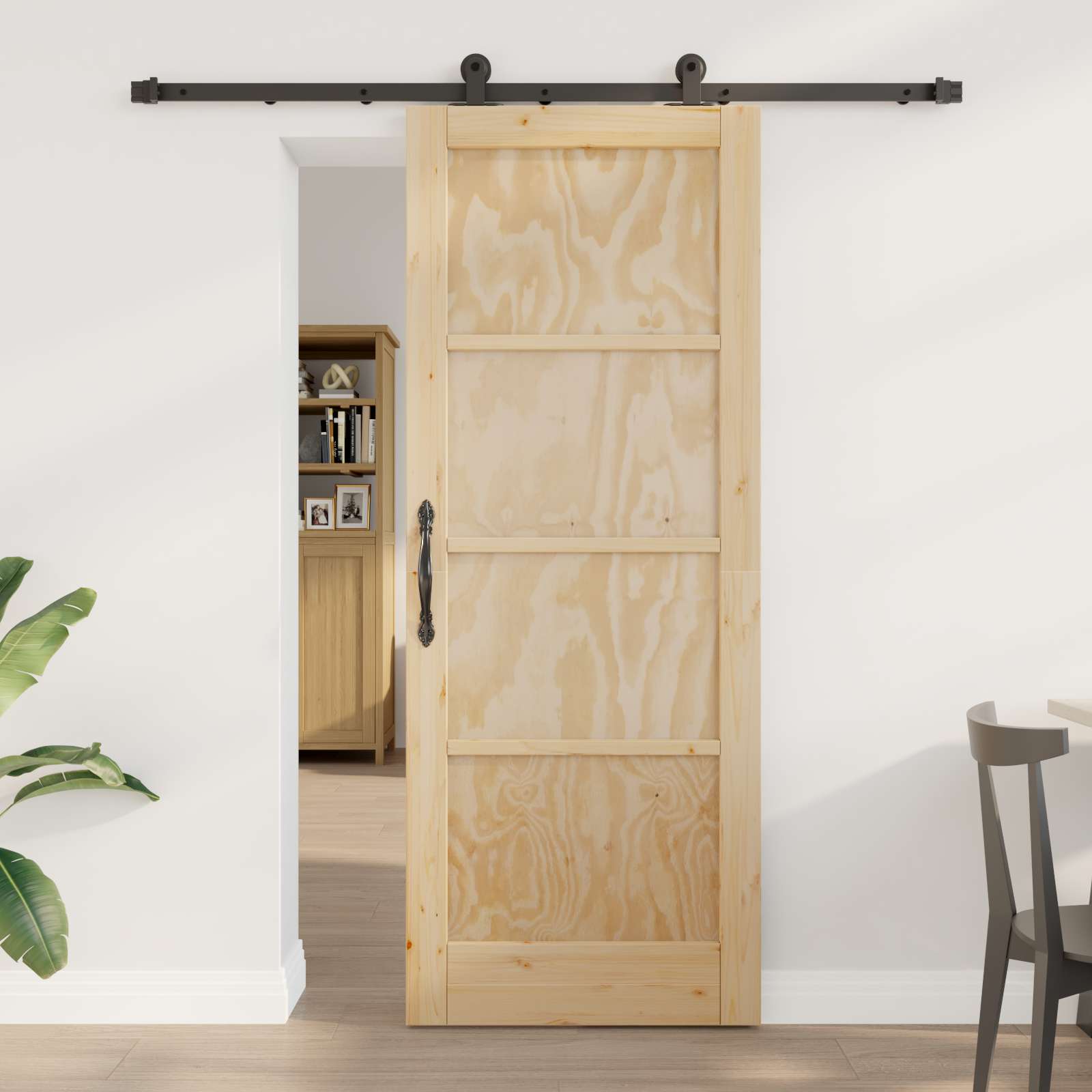Sliding Door with Hardware Set 78x202 cm Solid Wood Pine