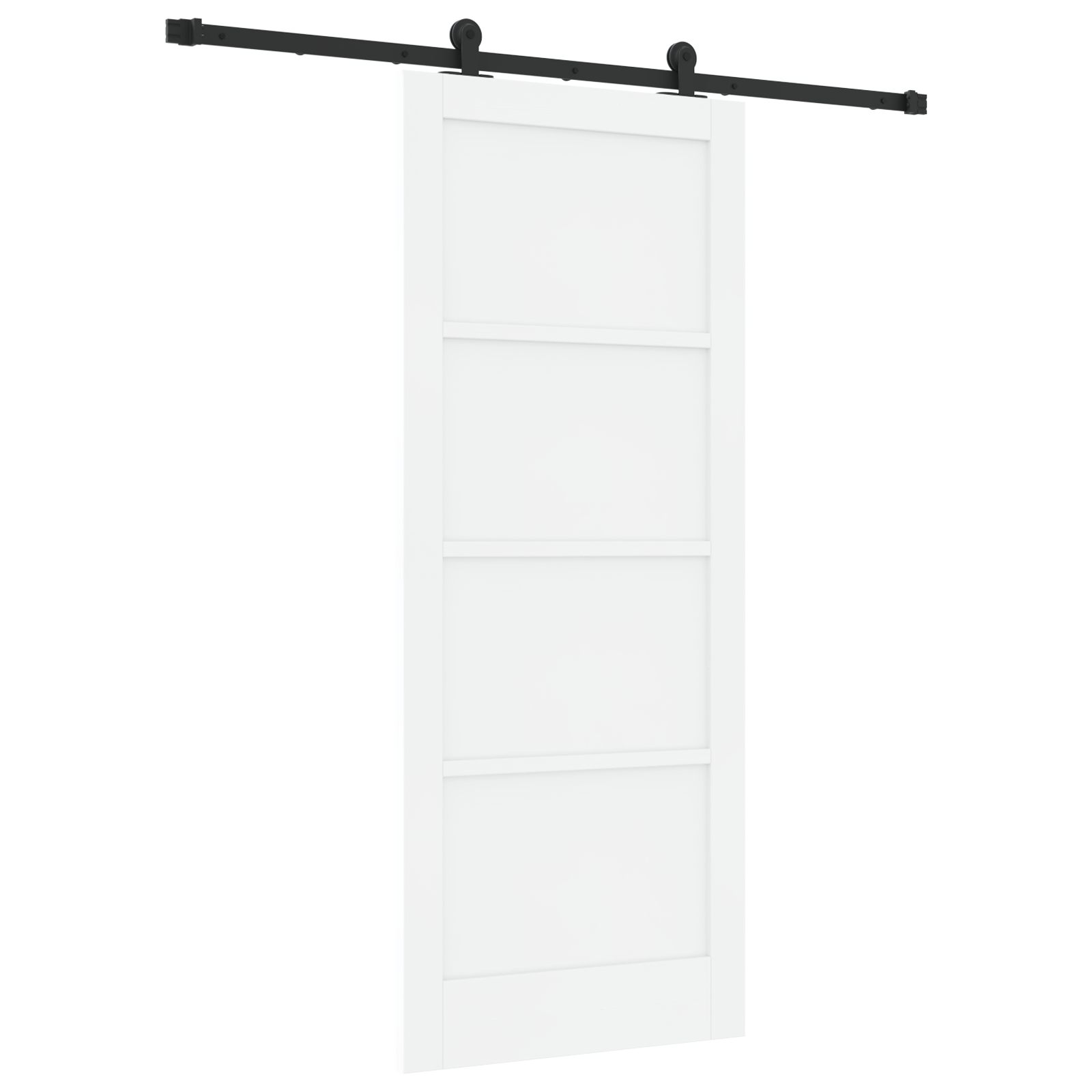 Sliding Door with Hardware Set White 83x202 cm Solid Wood Pine - Image 2