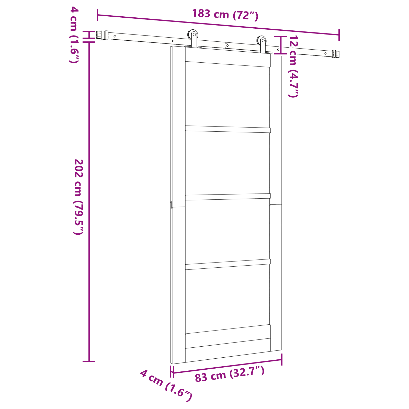 Sliding Door with Hardware Set White 83x202 cm Solid Wood Pine - Image 11
