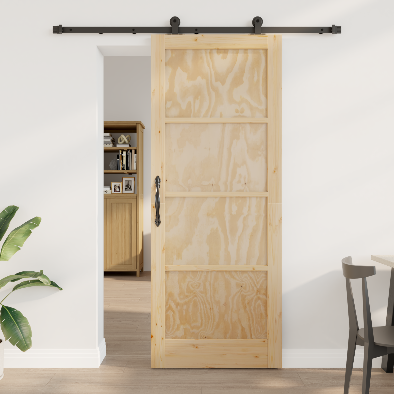 Sliding Door with Hardware Set 83x211 cm Solid Wood Pine
