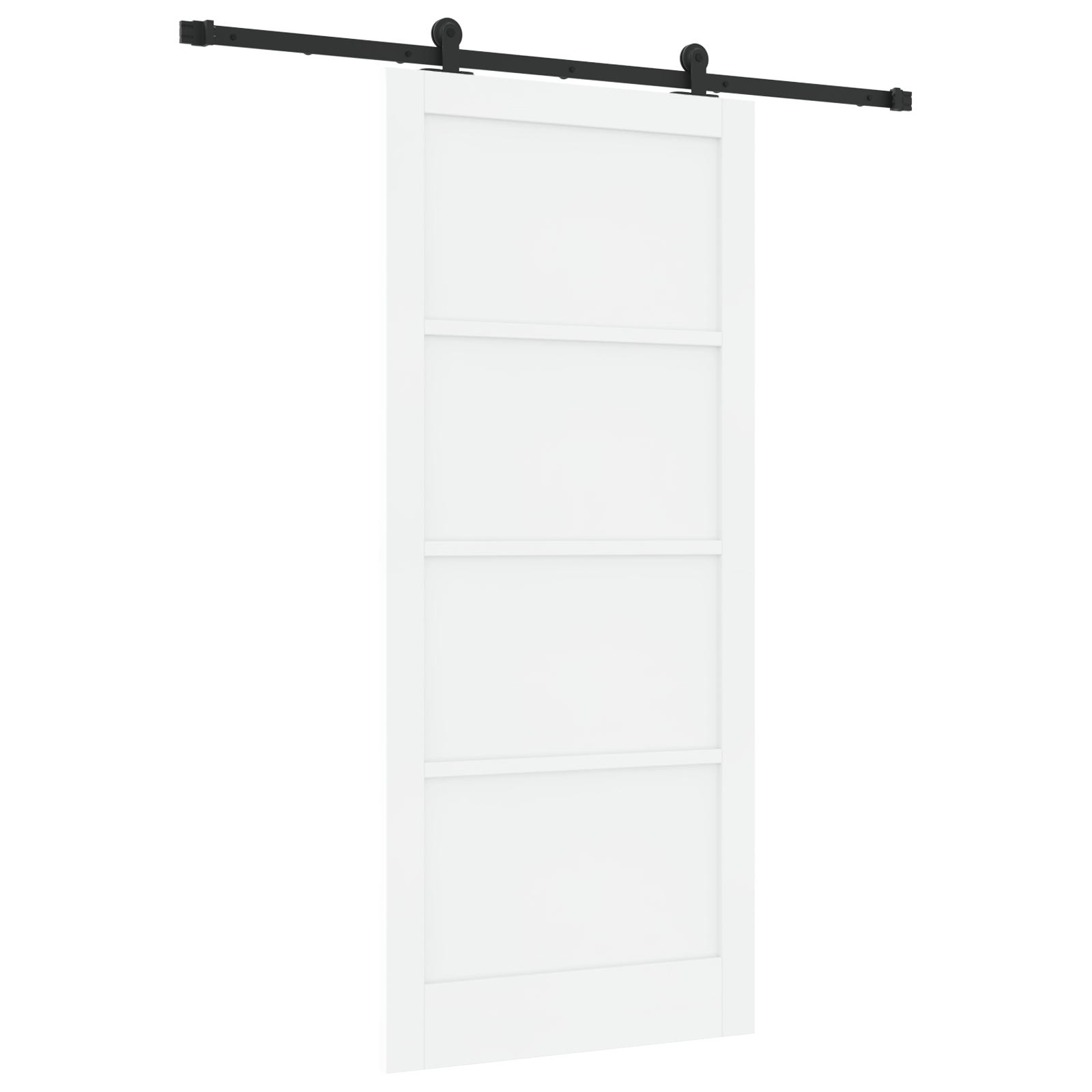 Sliding Door with Hardware Set White 93x211 cm Solid Wood Pine - Image 2