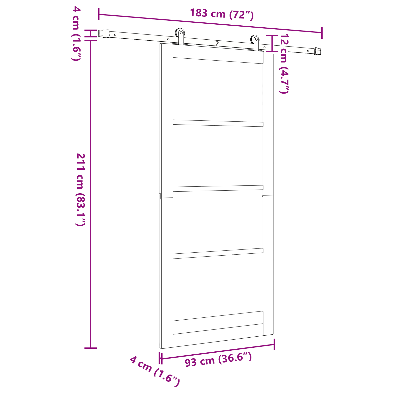 Sliding Door with Hardware Set White 93x211 cm Solid Wood Pine - Image 11