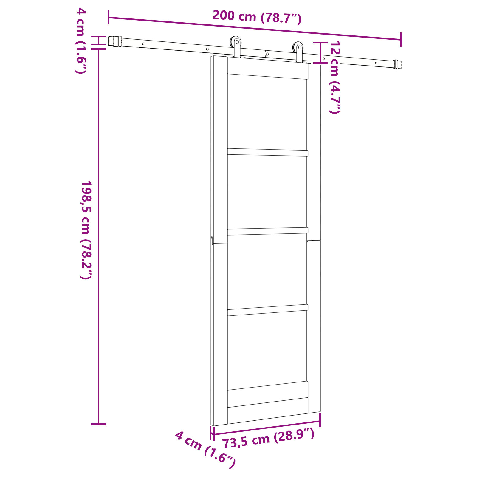 Sliding Door with Hardware Set White 73.5x198.5 cm Solid Wood Pine - Image 11
