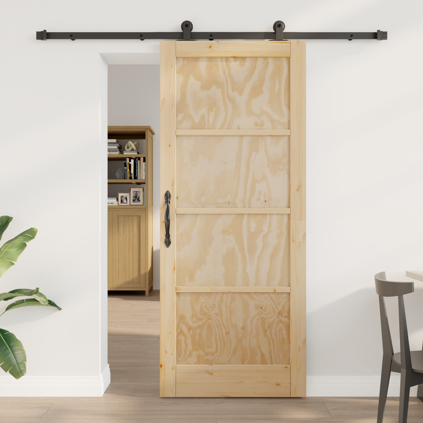 Sliding Door with Hardware Set 83x202 cm Solid Wood Pine