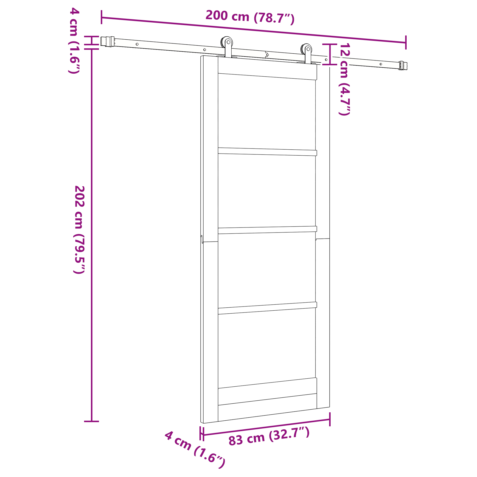 Sliding Door with Hardware Set 83x202 cm Solid Wood Pine - Image 11